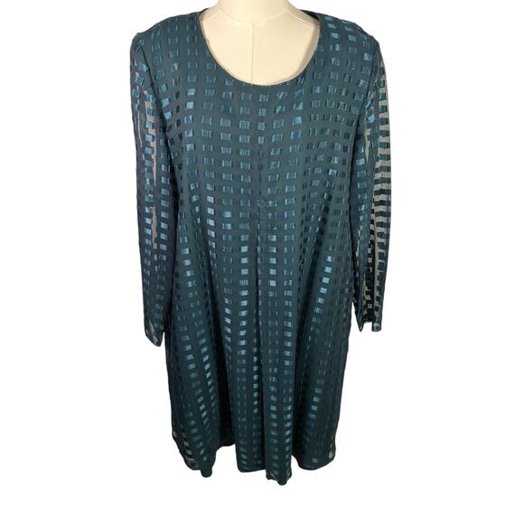 Robert Too Mujeres Petite Green Mesh Overlay Sheath Dress 16WP Made in USA - Picture 1 of 12